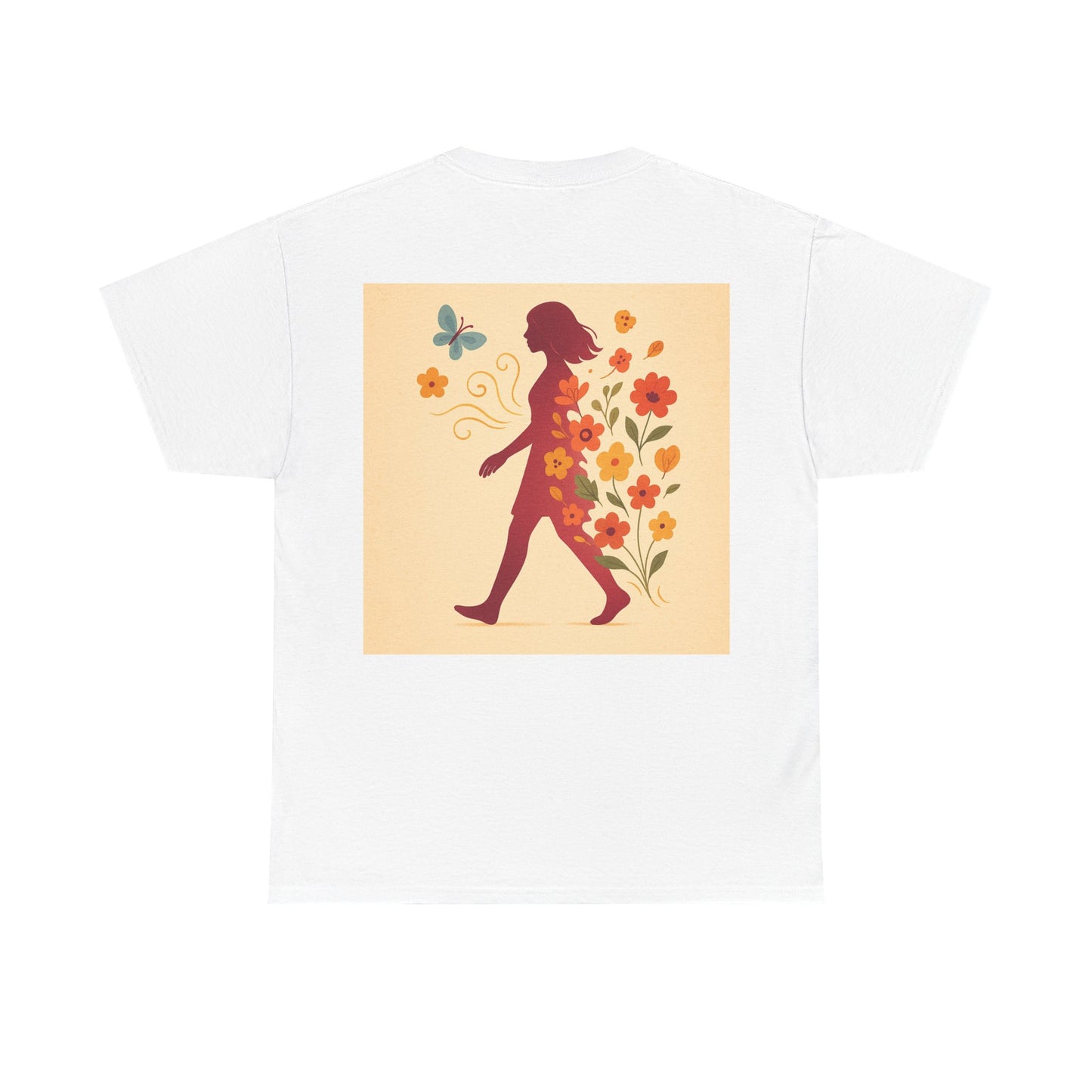 Floral Butterfly Unisex Heavy Cotton Tee - Nature Lovers Gift, Spring Fashion, Casual Everyday Wear, Eco-Friendly Tees, Art-Inspired Apparel