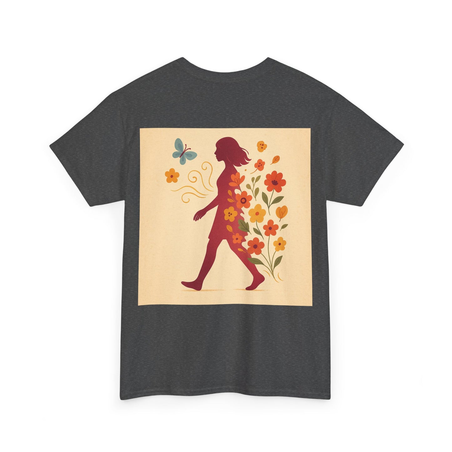 Floral Butterfly Unisex Heavy Cotton Tee - Nature Lovers Gift, Spring Fashion, Casual Everyday Wear, Eco-Friendly Tees, Art-Inspired Apparel