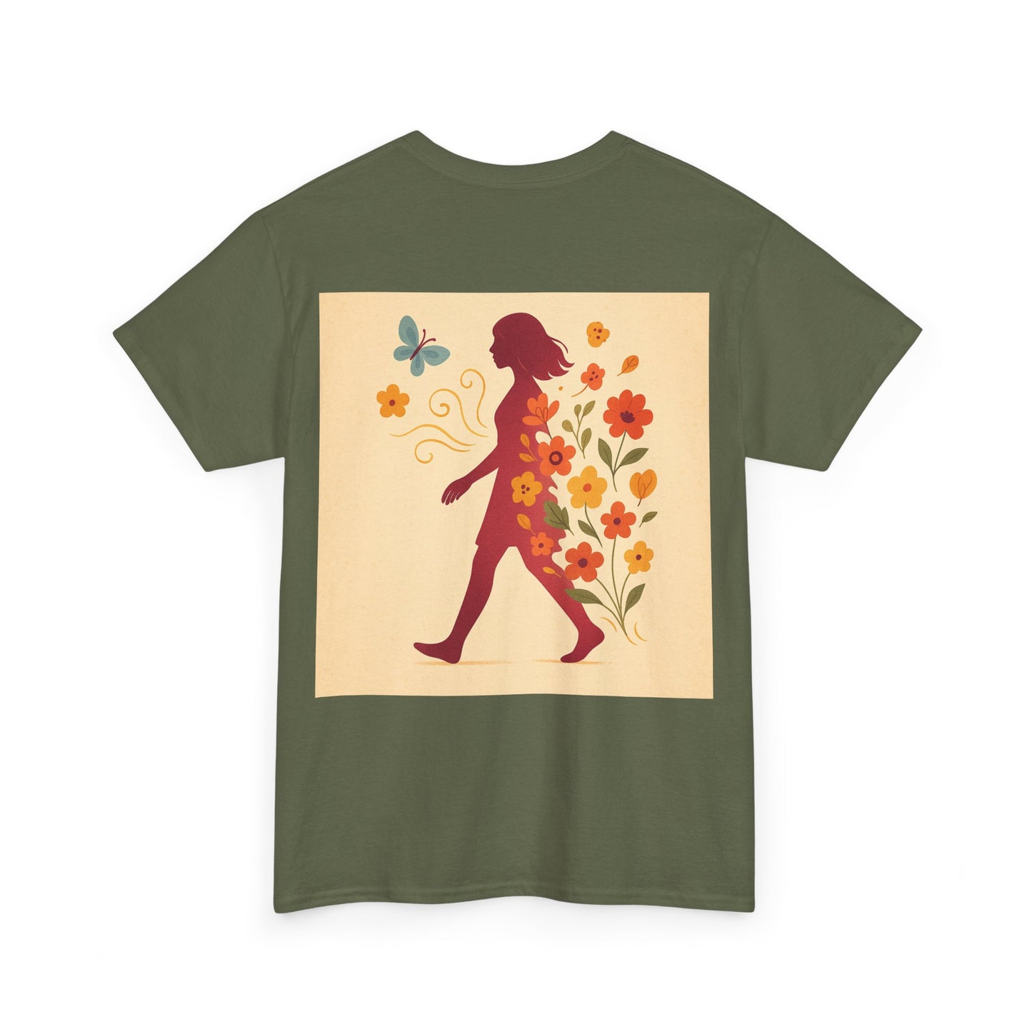 Floral Butterfly Unisex Heavy Cotton Tee - Nature Lovers Gift, Spring Fashion, Casual Everyday Wear, Eco-Friendly Tees, Art-Inspired Apparel