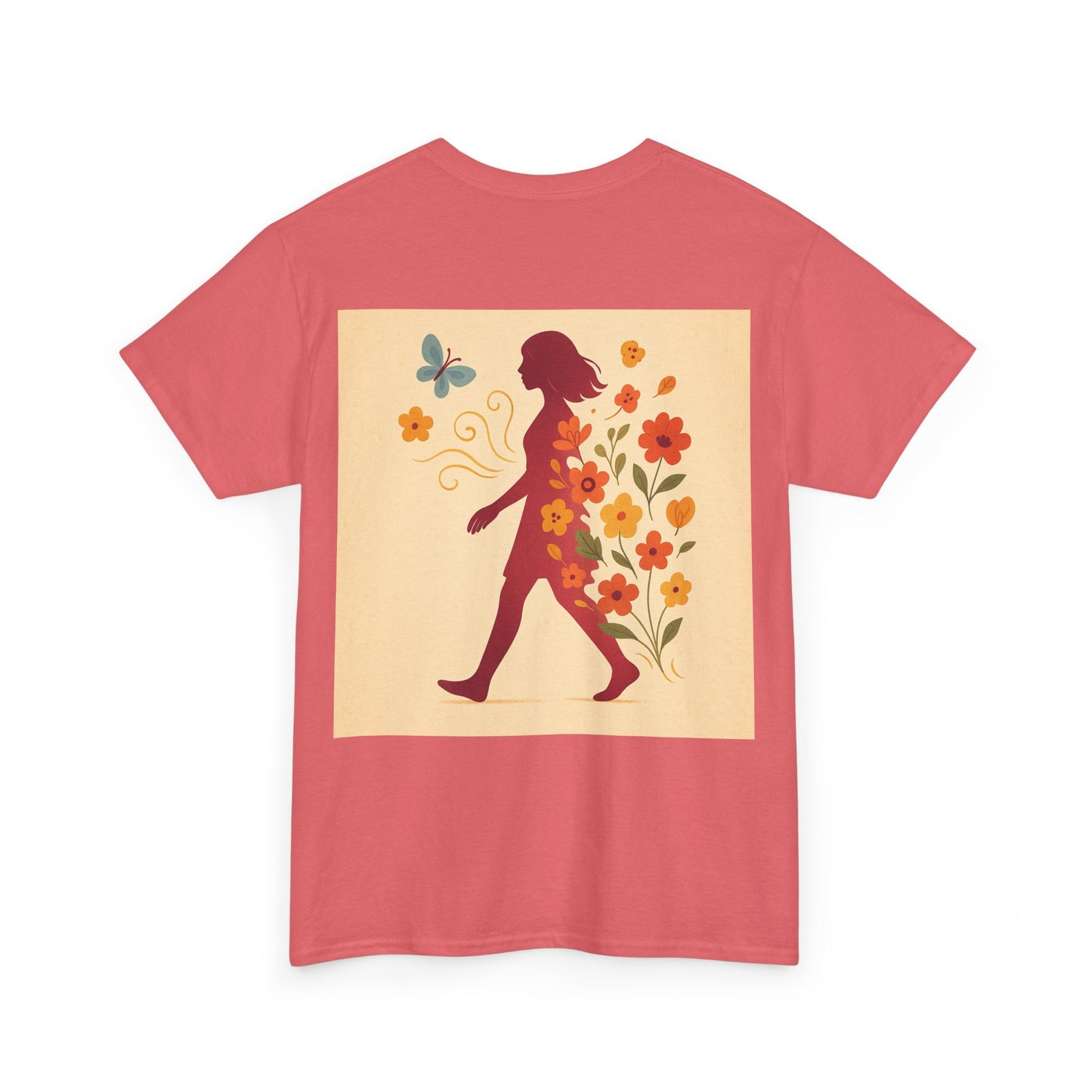 Floral Butterfly Unisex Heavy Cotton Tee - Nature Lovers Gift, Spring Fashion, Casual Everyday Wear, Eco-Friendly Tees, Art-Inspired Apparel
