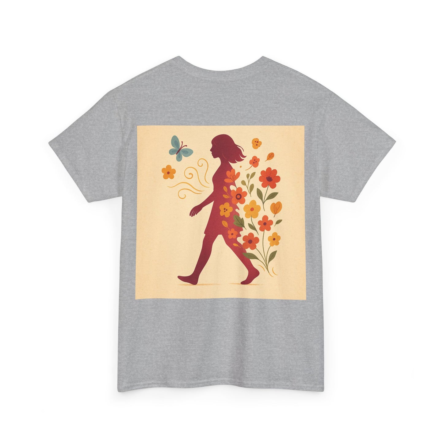 Floral Butterfly Unisex Heavy Cotton Tee - Nature Lovers Gift, Spring Fashion, Casual Everyday Wear, Eco-Friendly Tees, Art-Inspired Apparel