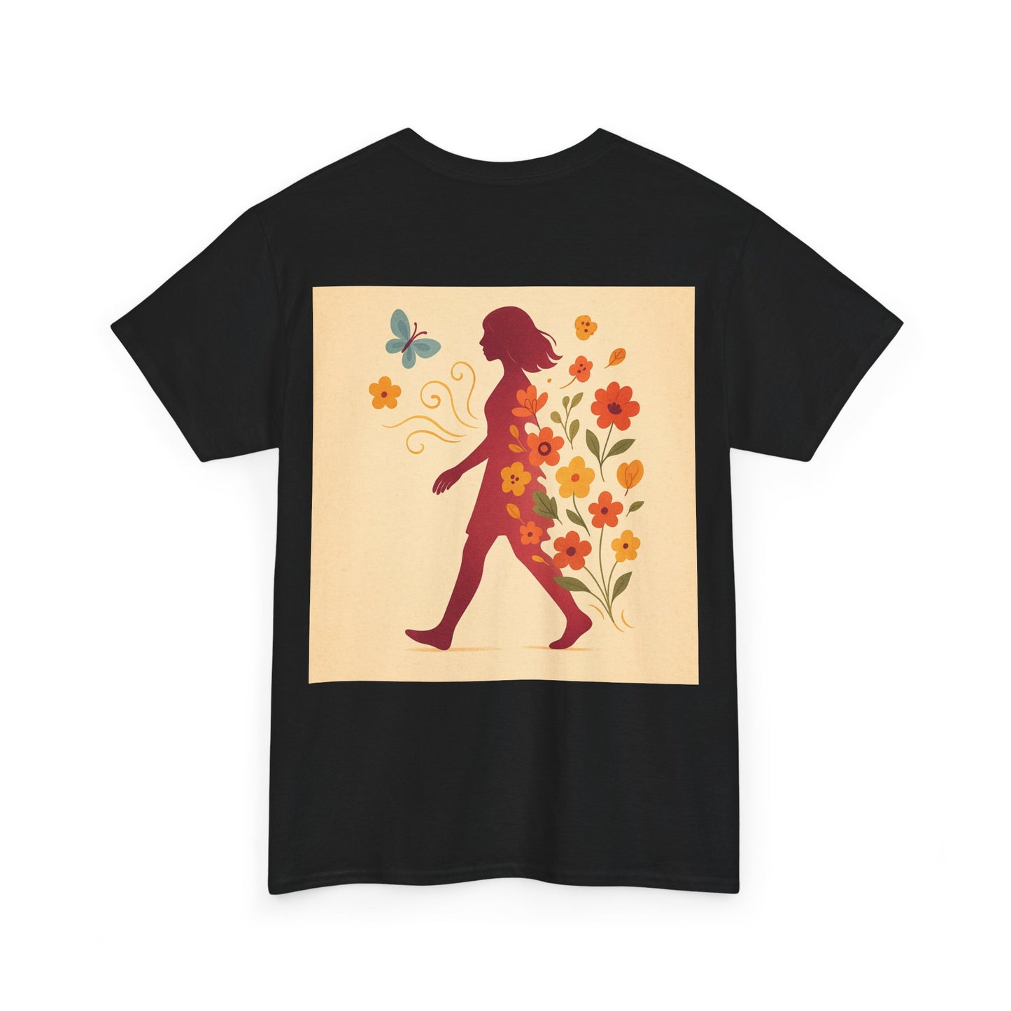 Floral Butterfly Unisex Heavy Cotton Tee - Nature Lovers Gift, Spring Fashion, Casual Everyday Wear, Eco-Friendly Tees, Art-Inspired Apparel