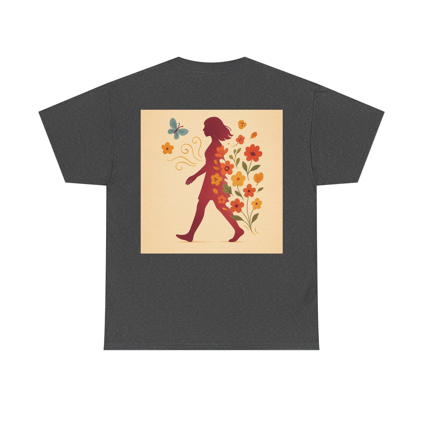 Floral Butterfly Unisex Heavy Cotton Tee - Nature Lovers Gift, Spring Fashion, Casual Everyday Wear, Eco-Friendly Tees, Art-Inspired Apparel