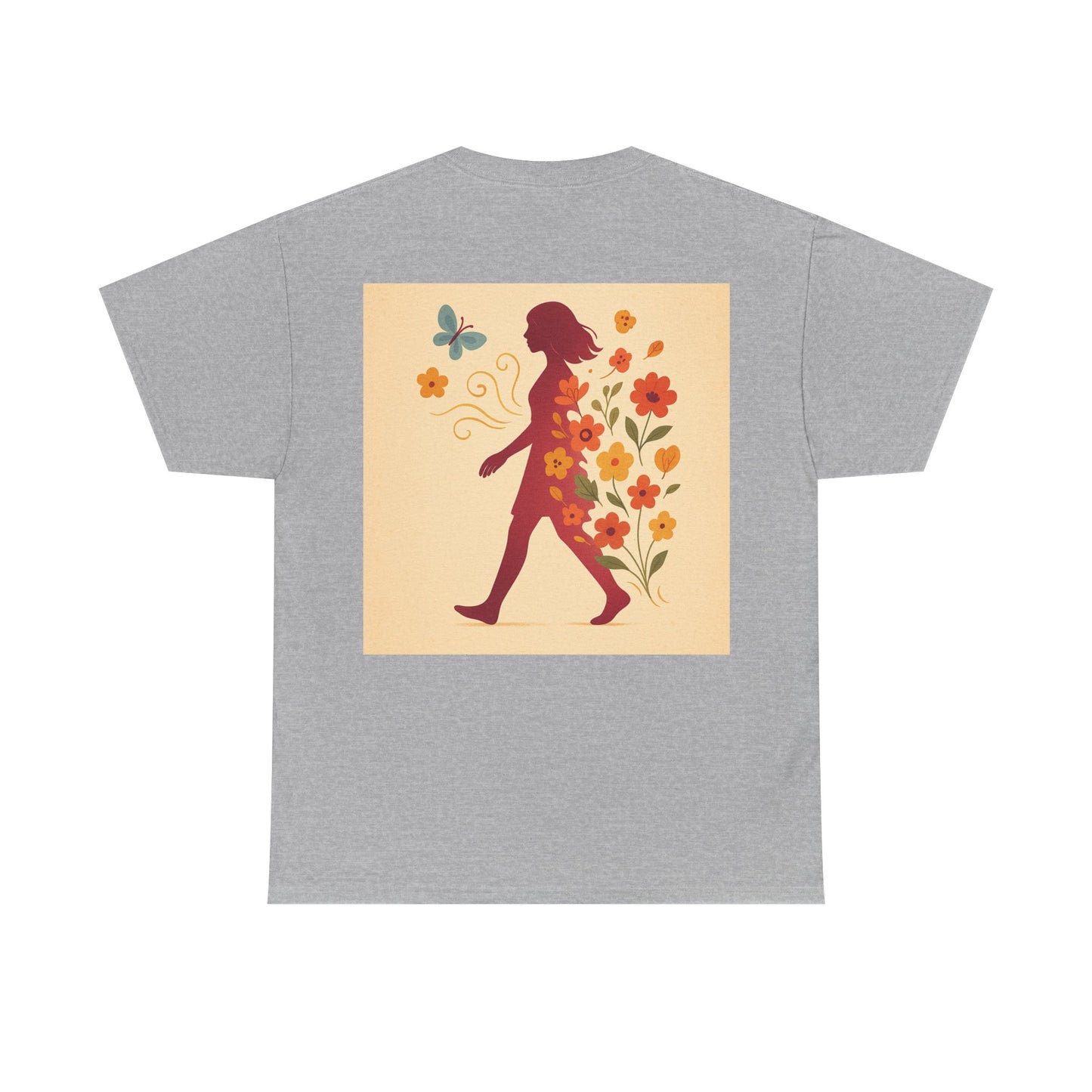Floral Butterfly Unisex Heavy Cotton Tee - Nature Lovers Gift, Spring Fashion, Casual Everyday Wear, Eco-Friendly Tees, Art-Inspired Apparel