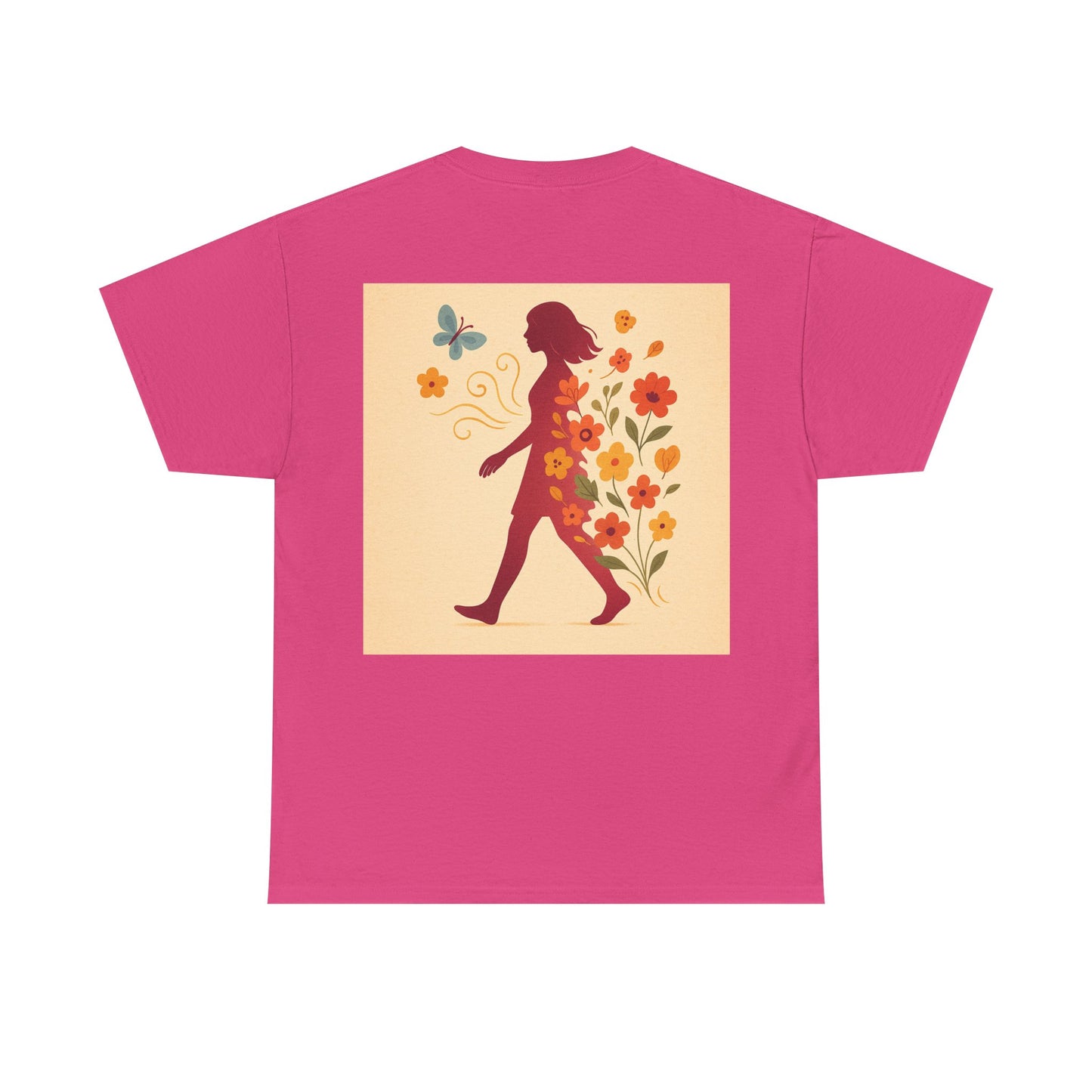 Floral Butterfly Unisex Heavy Cotton Tee - Nature Lovers Gift, Spring Fashion, Casual Everyday Wear, Eco-Friendly Tees, Art-Inspired Apparel