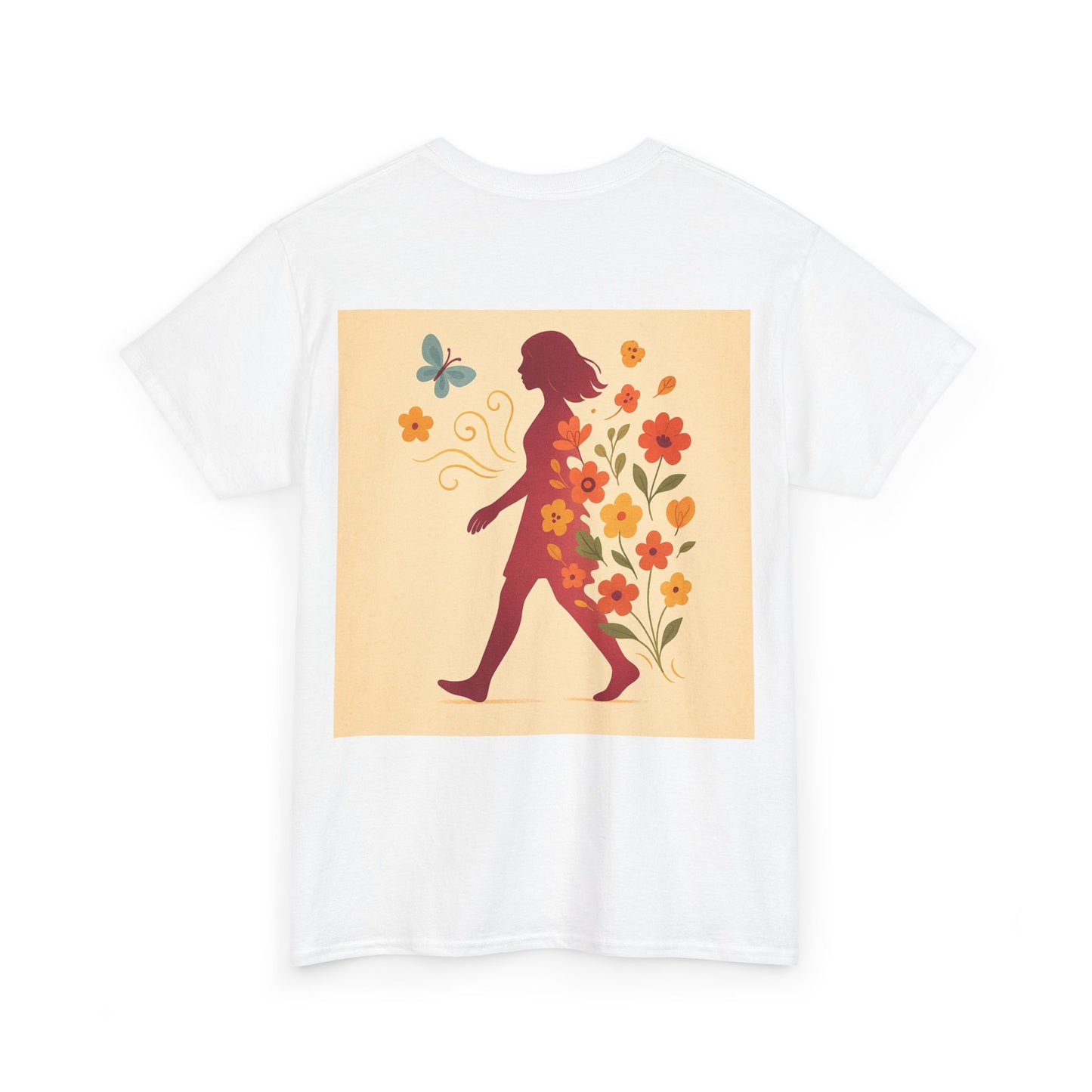 Floral Butterfly Unisex Heavy Cotton Tee - Nature Lovers Gift, Spring Fashion, Casual Everyday Wear, Eco-Friendly Tees, Art-Inspired Apparel