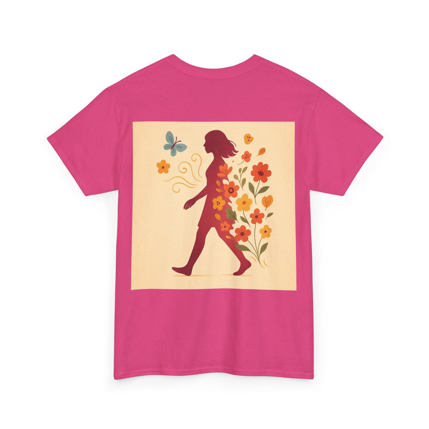 Floral Butterfly Unisex Heavy Cotton Tee - Nature Lovers Gift, Spring Fashion, Casual Everyday Wear, Eco-Friendly Tees, Art-Inspired Apparel